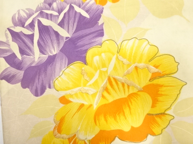 JAPANESE KIMONO / ANTIQUE NAGOYA OBI / EMBROIDERY /  ROSE